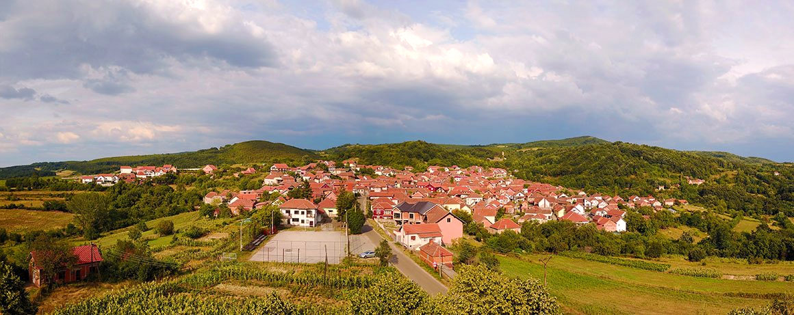 Zlatovo village panoramic picture from Football field on July 2017